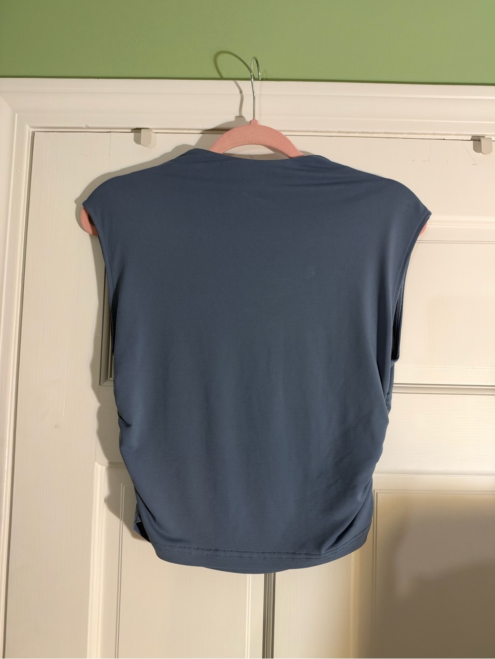 H&M Sleeveless Dusty Blue Draped-Back Crop Top